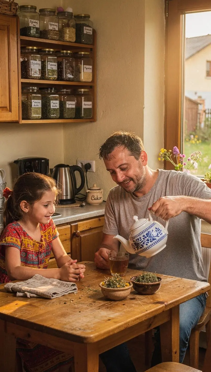 Relaxujúca atmosféra so sviečkami a šálkou čaju na stole