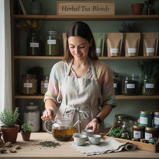 Šálka teplého bylinkového čaju s jemným dymovým pozadím, vyžarujúca pokoj.